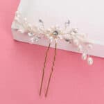 Νυφικό Χτενάκι -φουρκέτα με πέρλες και στρας ασημί - Image 3