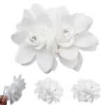 Νυφικό Χτενάκι- Κλιπ σε σχήμα λευκών λουλουδιών και στρας