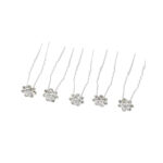 Νυφικό Τσιμπιδάκι- Φουρκέτα λευκό μεταλλικό Λουλούδι  με στρας - Image 3