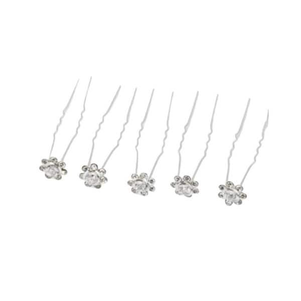 Νυφικό Τσιμπιδάκι- Φουρκέτα λευκό μεταλλικό Λουλούδι  με στρας - Image 3