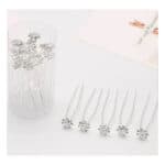 Νυφικό Τσιμπιδάκι- Φουρκέτα λευκό μεταλλικό Λουλούδι  με στρας - Image 2