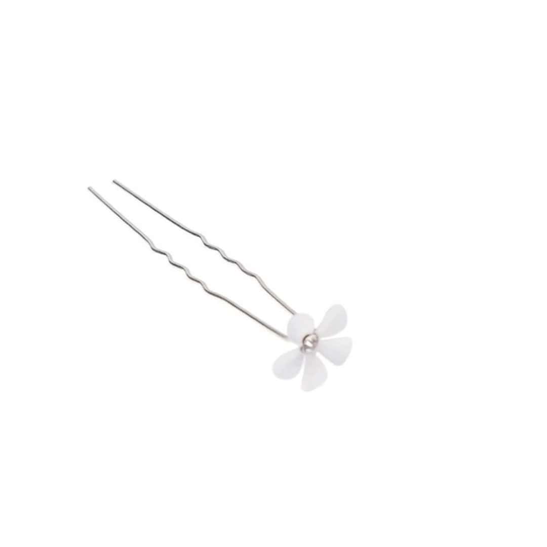 bridal-pin-white-flower Νυφικό Τσιμπιδάκι- Φουρκέτα Λευκό Λουλούδι με στρας - Image 1