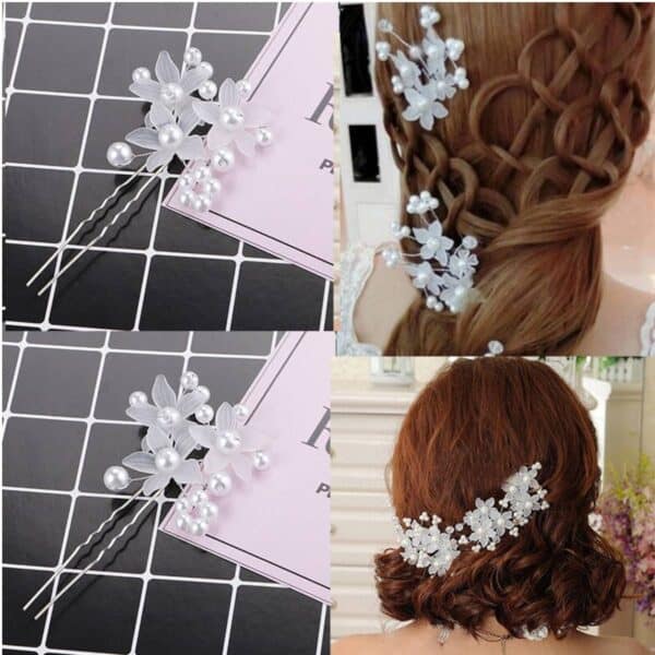 Νυφικό Χτενάκι -Τσιμπιδάκι με πέρλες και λευκά λουλουδάκια - Image 2