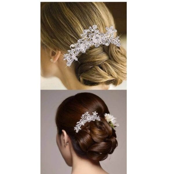 Νυφικό Χτένακι  με στρας και κρύσταλλα Bridal Λουδούδια 11cm - Image 7