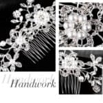 Νυφικό Χτένακι  με στρας και κρύσταλλα Bridal Λουδούδια 11cm - Image 4