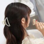 Γυναικείο fashion clip- Κλάμερ  με πέρλες Ασημί -02 - Image 2