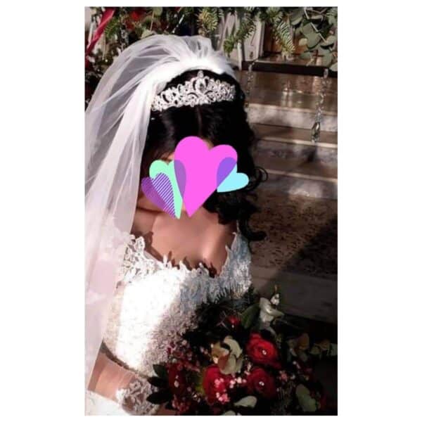 Νυφική Κορώνα- Τιάρα με κρύσταλλα  ασημί ύψους 4,50cm με χτενάκι στήριξης - Image 4