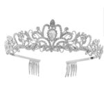 Νυφική Κορώνα- Τιάρα με κρύσταλλα  ασημί ύψους 4,50cm με χτενάκι στήριξης