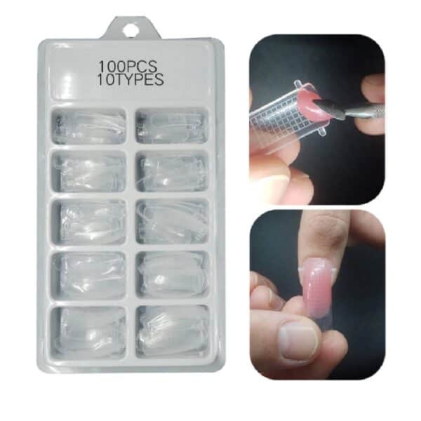 Κασετίνα με ψεύτικα νύχια  dual Forms 100 τμχ Διάφανα Τετράγωνα+ μανταλάκι στήριξης - Image 5