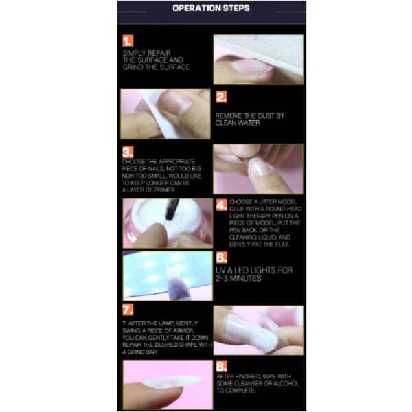 Κασετίνα με ψεύτικα νύχια  dual Forms 100 τμχ Διάφανα Τετράγωνα+ μανταλάκι στήριξης - Image 4