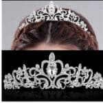 Νυφική Κορώνα- Τιάρα με κρύσταλλα  ασημί ύψους 4,50cm με χτενάκι στήριξης - Image 3
