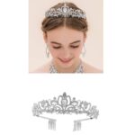 Νυφική Κορώνα- Τιάρα με κρύσταλλα  ασημί ύψους 4,50cm με χτενάκι στήριξης - Image 2