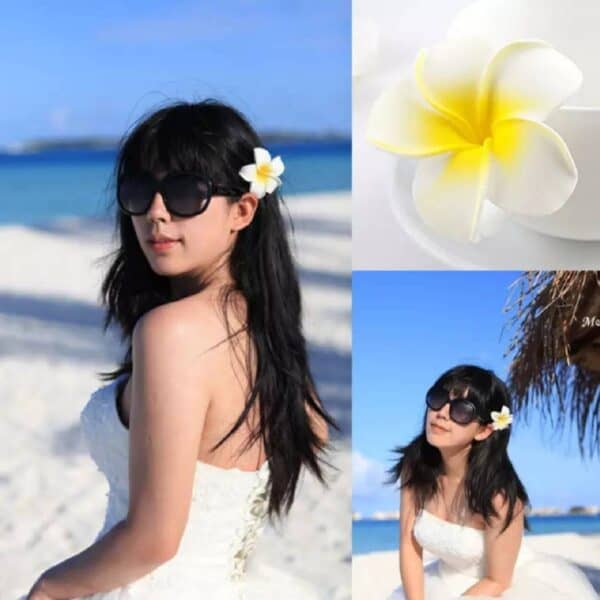 Σετ 3 τμχ Νυφικό Κλιπ σε σχήμα λευκού λουλουδιού 8 cm - Image 5