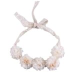 Παιδικό-βρεφικό λευκό-ιβουάρ στεφάνι-κορδέλα λουλουδιών με δαντέλα για βάφτιση και παρανυφάκι