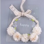 Παιδικό-βρεφικό λευκό-ιβουάρ στεφάνι-κορδέλα λουλουδιών με δαντέλα για βάφτιση και παρανυφάκι - Image 2