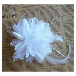 Νυφικό Κλιπ λευκό λουλούδι με δαντέλα και πέρλες - Image 6