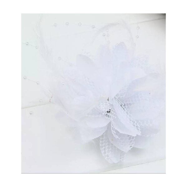 Νυφικό Κλιπ λευκό λουλούδι με δαντέλα και πέρλες - Image 7