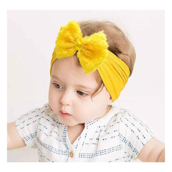 Παιδική- Βρεφική Μαλακή κορδέλα μαλλιών με Τριανταφυλλένιο φιόγκο Somon 0-6 χρονών - Image 2