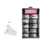 Κασετίνα με ψεύτικα νύχια  dual Forms 100 τμχ Διάφανα σχήμα Stiletto + μανταλάκι στήριξης