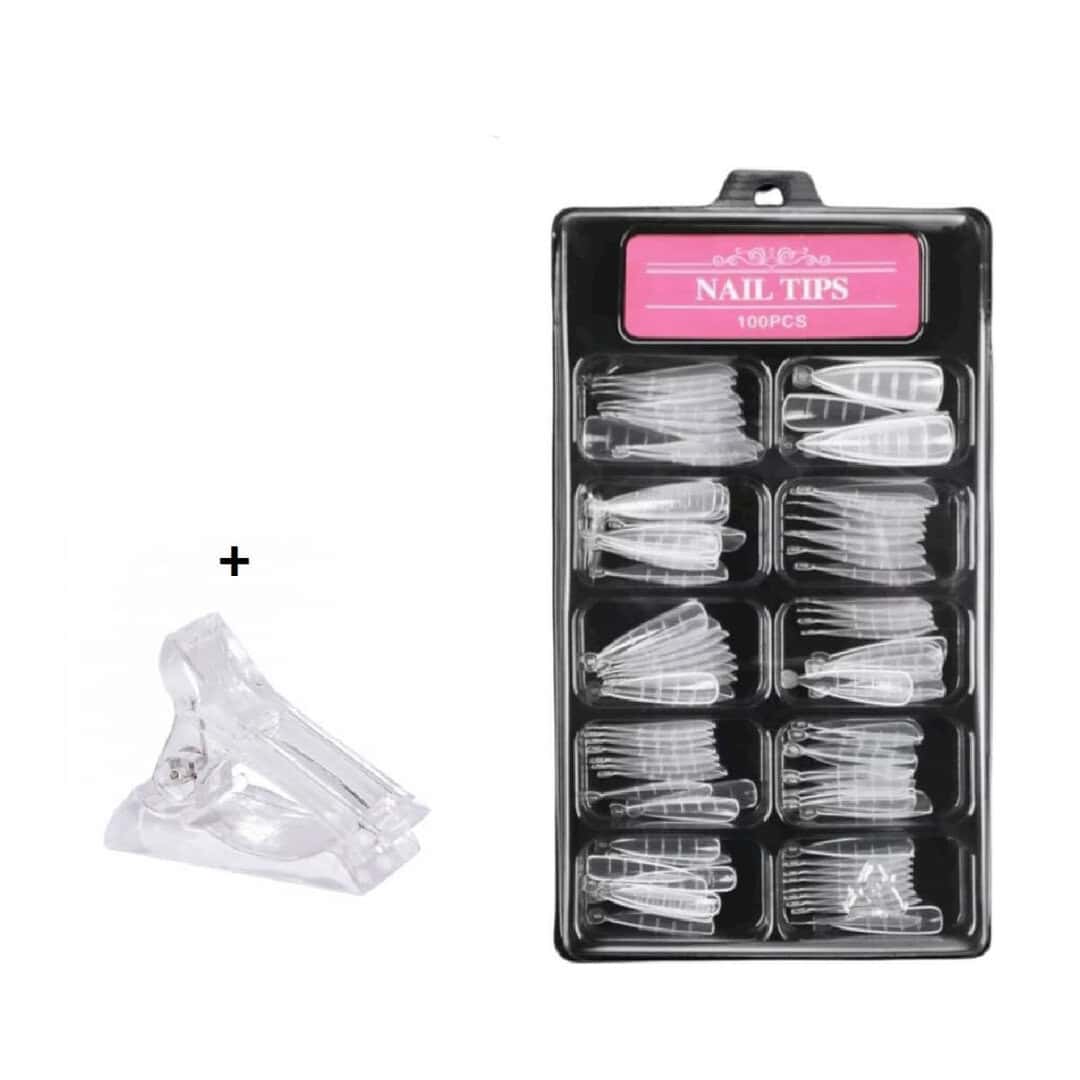 dual-forms-fake-nails-ballarina Κασετίνα με ψεύτικα νύχια dual Forms 100 τμχ Διάφανα σχήμα Stiletto + μανταλάκι στήριξης - Image 1