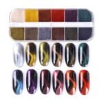 Κασετίνα με 12 Cat Eye effect powders   χρήση σε τζελ-ακρυτζελ-ακρυλικό