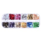 Κασετίνα με 12 φύλλα nail art foil χρωμάτων για διακόσμηση νυχιών