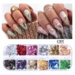 Κασετίνα με 12 φύλλα nail art foil χρωμάτων για διακόσμηση νυχιών - Image 2