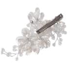 Νυφικό κλιπ με λευκά λουλούδια σε ασημί χρώμα με κρυσταλλάκια 15cm - Image 3