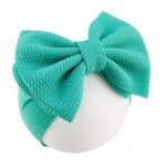 Παιδική- Βρεφική Μαλακή κορδέλα μαλλιών με μεγάλο φιόγκο 6'' inches 5 μηνών-7χρονών waffle- Turquoise - Image 2