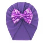 Παιδικό- Βρεφικό Μαλακό ελαστικό τουρμπάνι μαλλιών  φιόγκο με πούλιες 0-5χρονών - Deep Purple