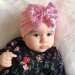 Παιδικό- Βρεφικό Μαλακό ελαστικό τουρμπάνι μαλλιών  φιόγκο με πούλιες 0-4χρονών -Silver - Image 2