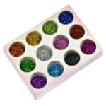 Κασετινά με 12 glitter box nail art χρωμάτων για διακόσμηση νυχιών