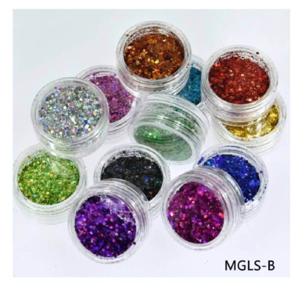 Κασετινά με 12 glitter box nail art χρωμάτων για διακόσμηση νυχιών - Image 2