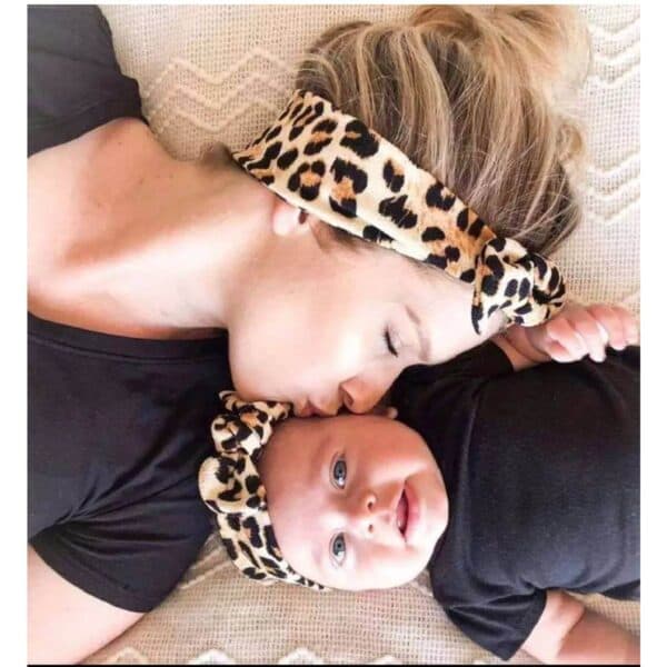 Σετ Μαμά- Κόρη Leopard Μαλακή  κορδέλα μαλλιών animal Print - Image 2