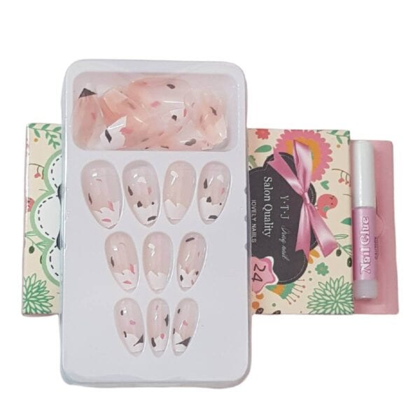 Press-on Nails Ψεύτικα νύχια σετ nail art 24 Τμχ με κόλλα + 1 extra κόλλα- 03 - Image 3
