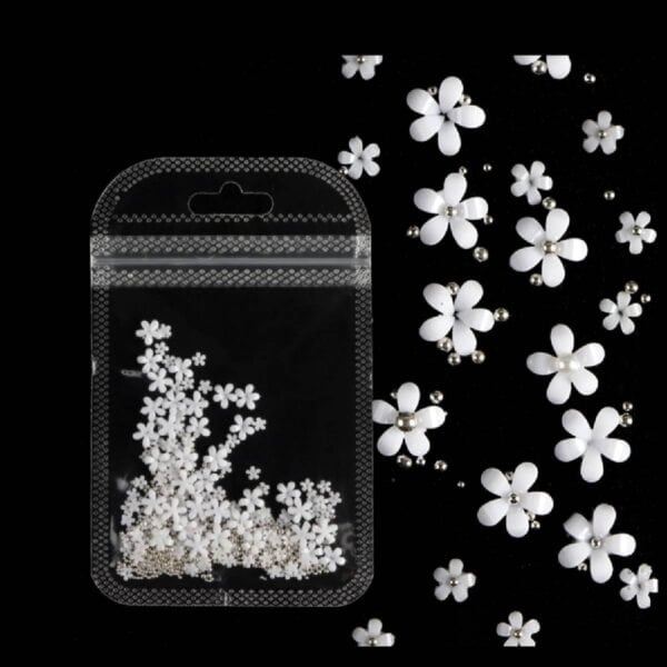 Λουλουδάκια διακόσμησης νυχιών nail art- White - Image 2