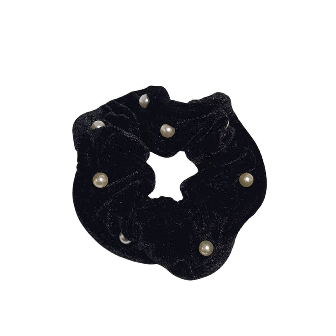 scrunchies-hair-headband-velvet Scrunchies-Κοκαλάκι λάστιχο μαλλιών Velvet Black - Image 1