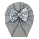 Παιδικό- Βρεφικό Μαλακό ελαστικό τουρμπάνι μαλλιών  φιόγκο με πούλιες 0-4χρονών -Silver