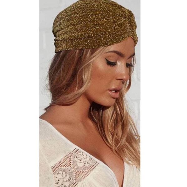 Γυναικείο Υφασμάτινο  Μαλακό Τουρμπάνι  μαλλιών glow- Gold - Image 2
