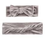 Σετ Μαμά- Κόρη Βελούδινη Μαλακή  κορδέλα μαλλιών   0-2χρονών - Silver Gray
