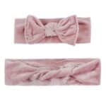 Σετ Μαμά- Κόρη Βελούδινη Μαλακή  κορδέλα μαλλιών   0-2 χρονών - Powder Pink