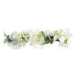 Νυφικό χτενάκι με  λευκά λουλούδια σαν αληθινά 23cm