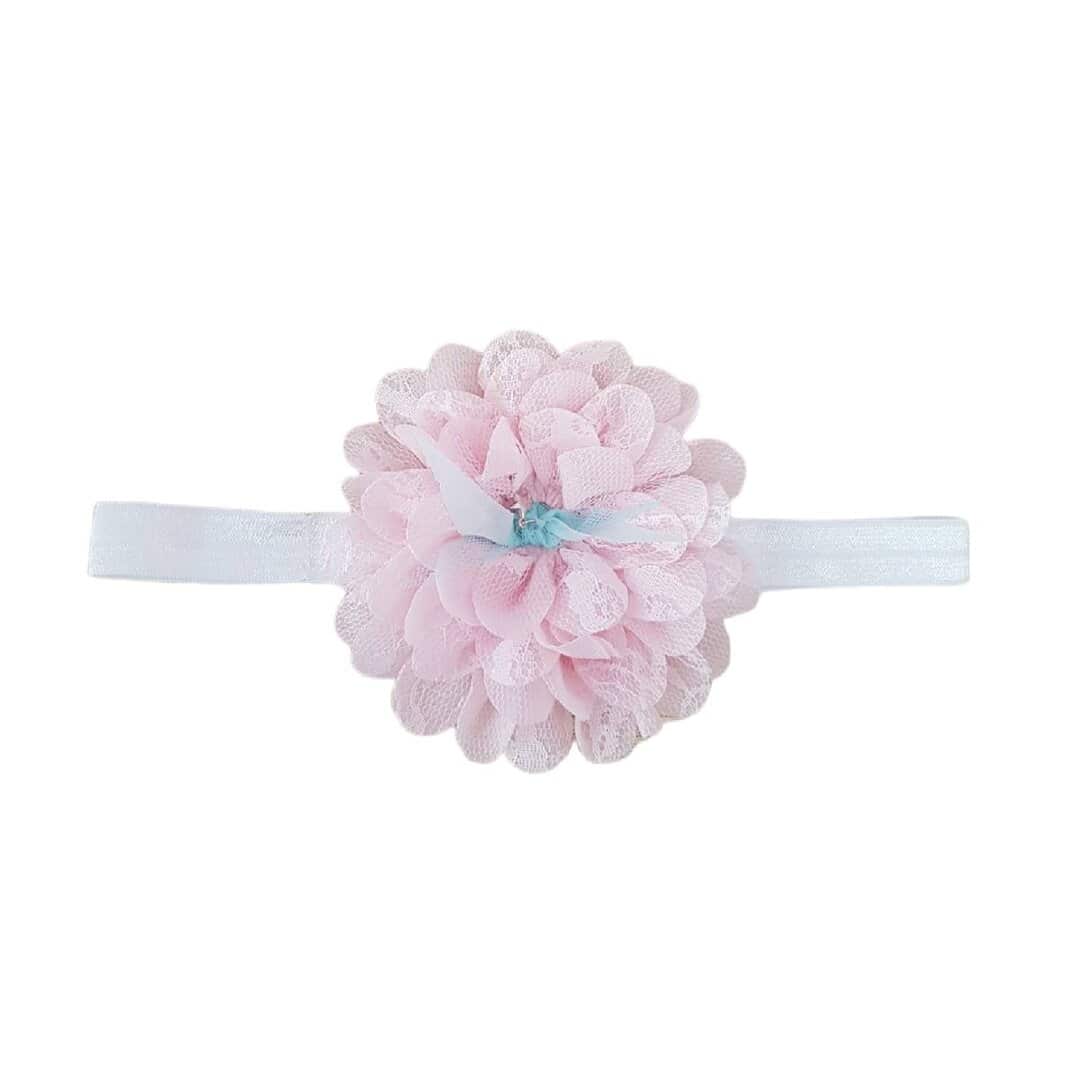 big-flower-pink-baby Παιδική- Βρεφική κορδέλα με μεγάλο λουλούδι για βάφτιση Pink 0-5 χρονών - Image 1