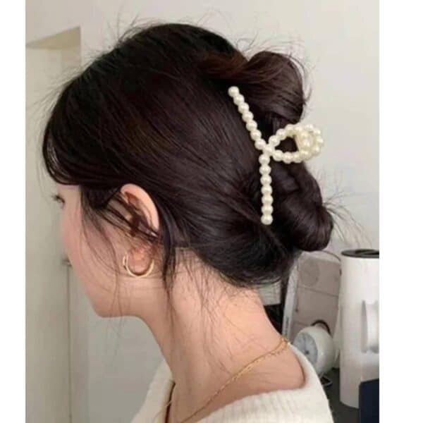 Γυναικείο fashion clip- Κλάμερ  κοκάλινο με πέρλες - Image 3