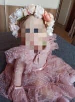 Στεφάνι λουλουδιών Λευκό-Ροζ για βάφτιση , παρανυφάκι, νύφη - Image 3