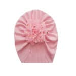 Παιδικό- Βρεφικό Μαλακό ελαστικό τουρμπάνι μαλλιών με Λουλούδι 3 μηνών -5χρονών - Pink