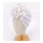 Παιδικό- Βρεφικό Μαλακό ελαστικό τουρμπάνι μαλλιών με Λουλούδι 3 μηνών -5χρονών - White - Image 2