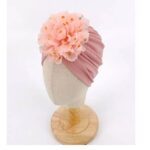 Παιδικό- Βρεφικό Μαλακό ελαστικό τουρμπάνι μαλλιών με Λουλούδι 3 μηνών-5χρονών - Pale Pink - Image 3