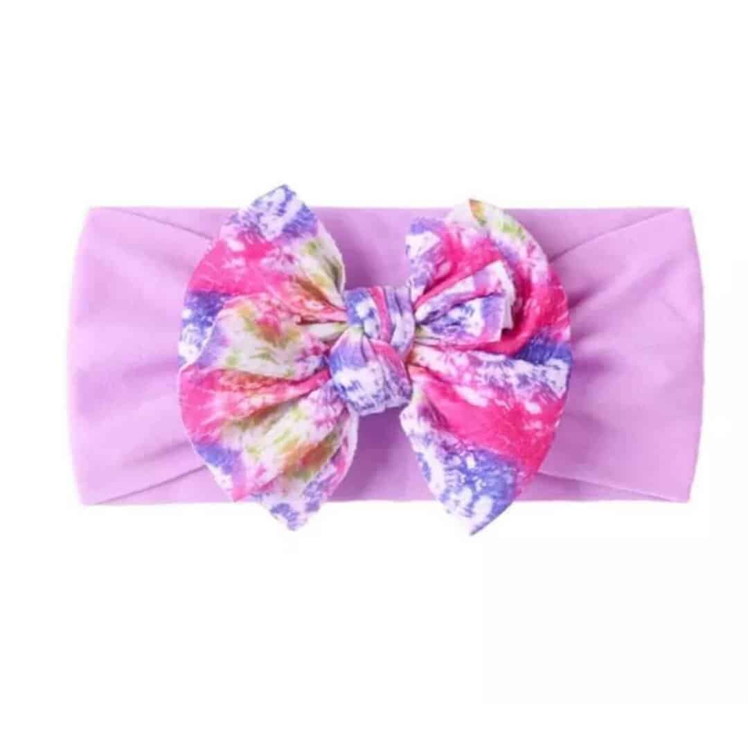 purple-mania-headband-girl Παιδική- Βρεφική Μαλακή κορδέλα μαλλιών με φιόγκο 0-7χρονών Purple Mania - Image 1