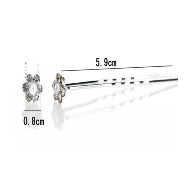 Νυφικό Τσιμπιδάκι- Φουρκέτα Λουλουδάκι με στρας και πέρλα 0,8 cm - Image 3